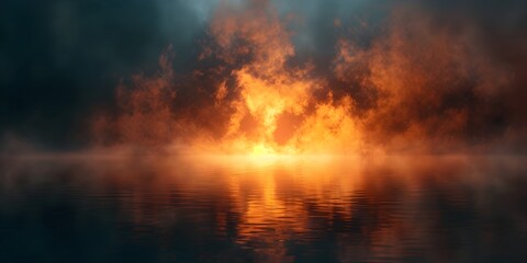 Obraz premium Pulsating Light Within the Ethereal Fog Rhythmic Energy and Life in Abstract Landscape