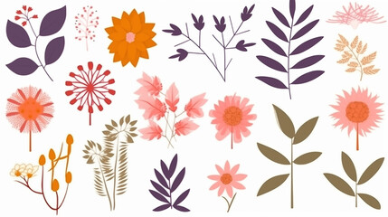 Fototapeta premium Minimalist Floral and Leaf Vector Illustrations 