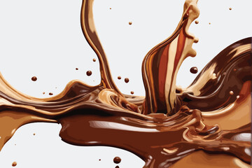 melted chocolate splash on a white background, captured in realistic color, a testament to sweet indulgence, 3d render.