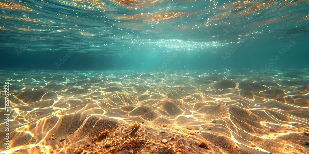 Poster peaceful underwater seabed with mesmerizing light and shadow patterns
