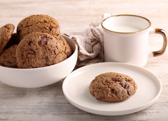 Buckwheat cookies with chocolate served
