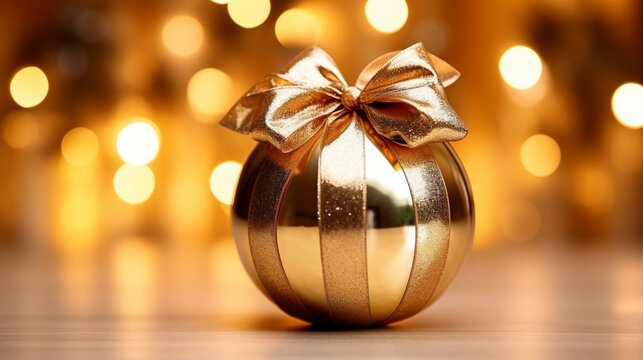 golden christmas ball  high definition(hd) photographic creative image