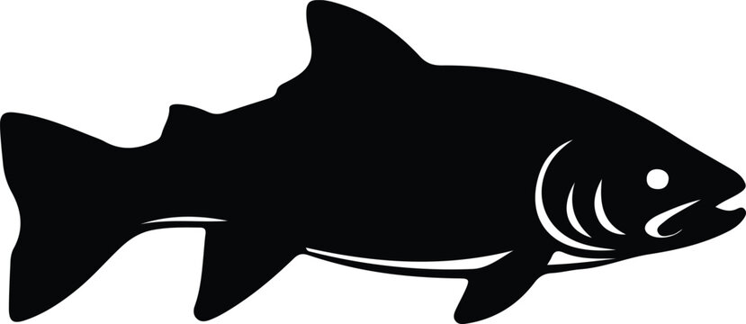 black fish silhouette, side view clip art preview