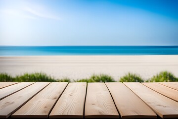 Fototapeta na wymiar Wooden Planks With Beach