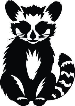 black and white raccoon sitting clip art preview