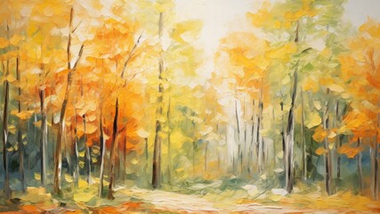 秋の森の油絵_1