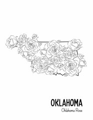 State Coloring Page, Oklahoma coloring page, Flowers, State Flower, State, USA Coloring Page