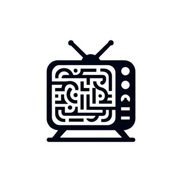 retro tv with test pattern icon