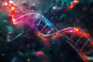 Luminous DNA: Illuminating Genetic Innovation Generative AI - obrazy, fototapety, plakaty