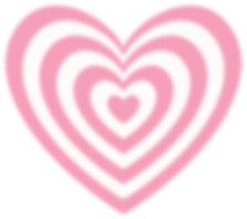 Blur gradient heart shape in pink and white color, y2k style element for social post, banner, poster, png isolated on transparent background.