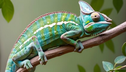 A-Chameleon-With-Its-Tongue-Coiled-Up-Waiting-For-