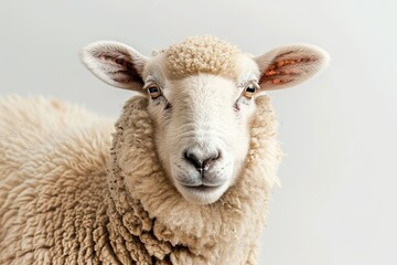 Fototapeta premium close up of sheep on white background 