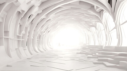 Fototapeta premium Abstract white architecture background, white geometric wallpaper