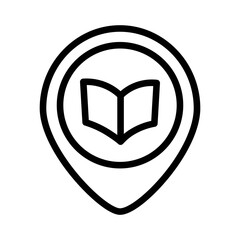 Liabrarylocation, placeholder, map marker vector icon on white background.