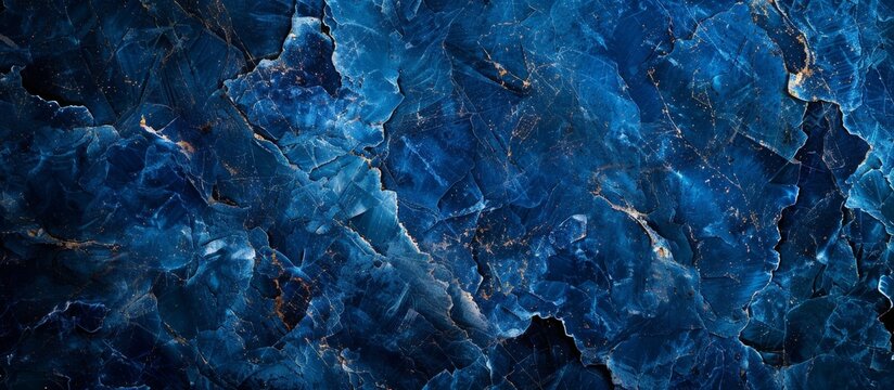 Macro view of blue grain granite stone texture with crystal pigments for interior countertop finishing