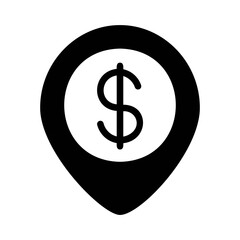 Bank location, placeholder, map marker vector icon on white background.