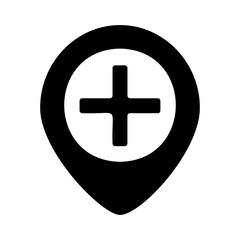 Obraz premium Hospital location, placeholder, map marker vector icon on white background.