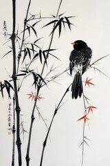 Ai pittura giapponese classica 02 - obrazy, fototapety, plakaty