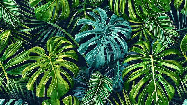 Ai sfondo foglie tropicali 03
