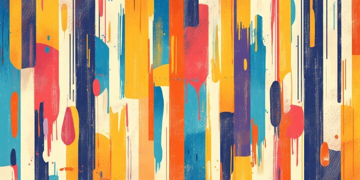 Abstract background with colorful vertical stripes and brush strokes. Modern art pattern