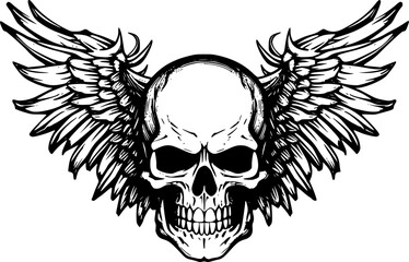 Obraz premium Skull With Wings | Minimalist and Simple Silhouette - Vector illustration