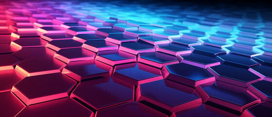 Obraz premium Deep Blue to Purple Hexagonal Surface Wallpaper