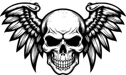 Fototapeta premium Skull With Wings | Minimalist and Simple Silhouette - Vector illustration