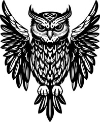 Obraz premium Owl - Black and White Isolated Icon - Vector illustration