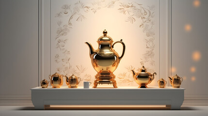 Elegant tea pot with cups 