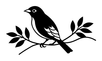 Cute bird with leaves