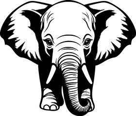 Elephant Baby - Black and White Isolated Icon - Vector illustration
