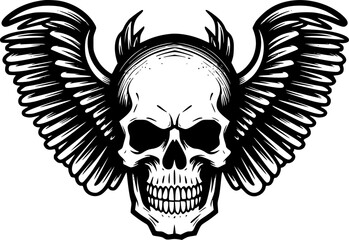 Fototapeta premium Skull With Wings - Minimalist and Flat Logo - Vector illustration