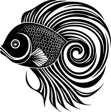recommend clip art: Fish - Black and White Isolated Icon - Vector illustration