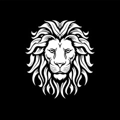 Fototapeta premium Lion - Black and White Isolated Icon - Vector illustration