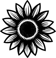 Fototapeta premium Sunflower - Black and White Isolated Icon - Vector illustration