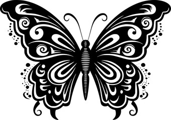 Butterfly - Black and White Isolated Icon - Vector illustration