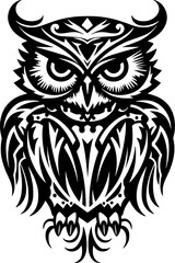 Obraz premium Owl | Black and White Vector illustration