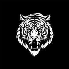 Fototapeta premium Tiger - Black and White Isolated Icon - Vector illustration