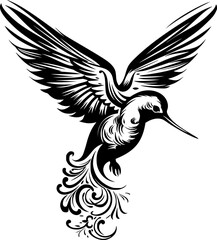 Obraz premium Hummingbird - Black and White Isolated Icon - Vector illustration