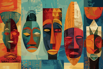 Abstract representation of African masks