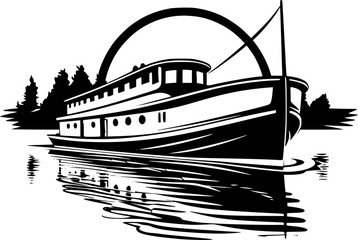 Boat | Minimalist and Simple Silhouette - Vector illustration