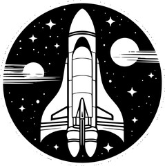 Space | Black and White Vector illustration
