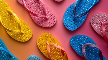 Obraz premium Colorful Flip-Flops on Gradient Background