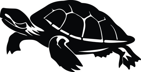 Fototapeta na wymiar painted turtle silhouette