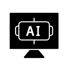 Ai Chatbot icon vector graphics element silhouette sign symbol illustration on a Transparent Background 