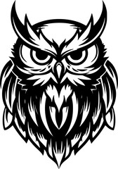 Fototapeta premium Owl | Black and White Vector illustration