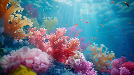 Fototapeta na wymiar Underwater view of coral reef and fish.