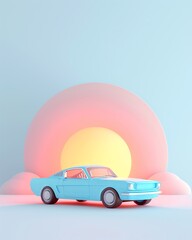 Classic cars, retro poster, vibrant sunset, nostalgic and stylish