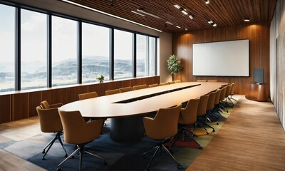 Empty meeting room with chairs, contemporary meeting room