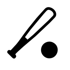 Baseball Bat and Ball icon vector graphics element silhouette sign symbol illustration on a Transparent Background